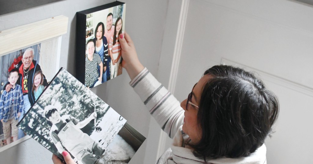 hanging diy photo canvas in gallery wall